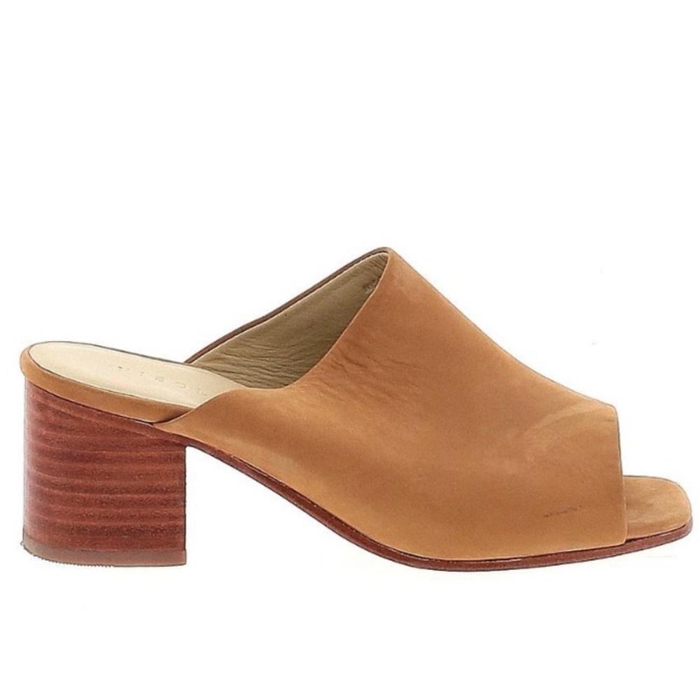 Nisolo Paloma Open Toe Mule Suede Leather Tan Size 7.5